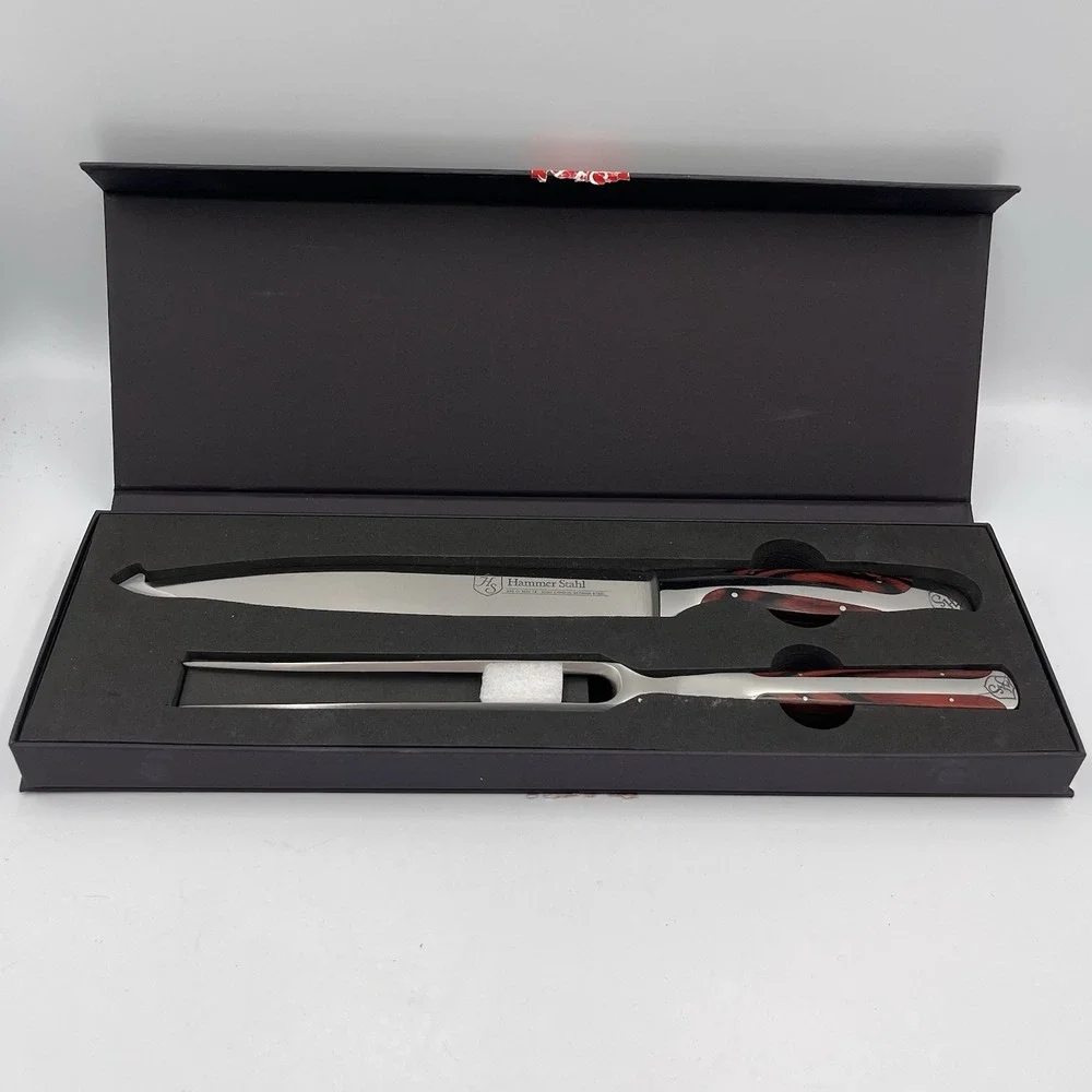 Hammer Stahl Carving Knife & Fork Gift Set Stainless Steel In Original Box NEW